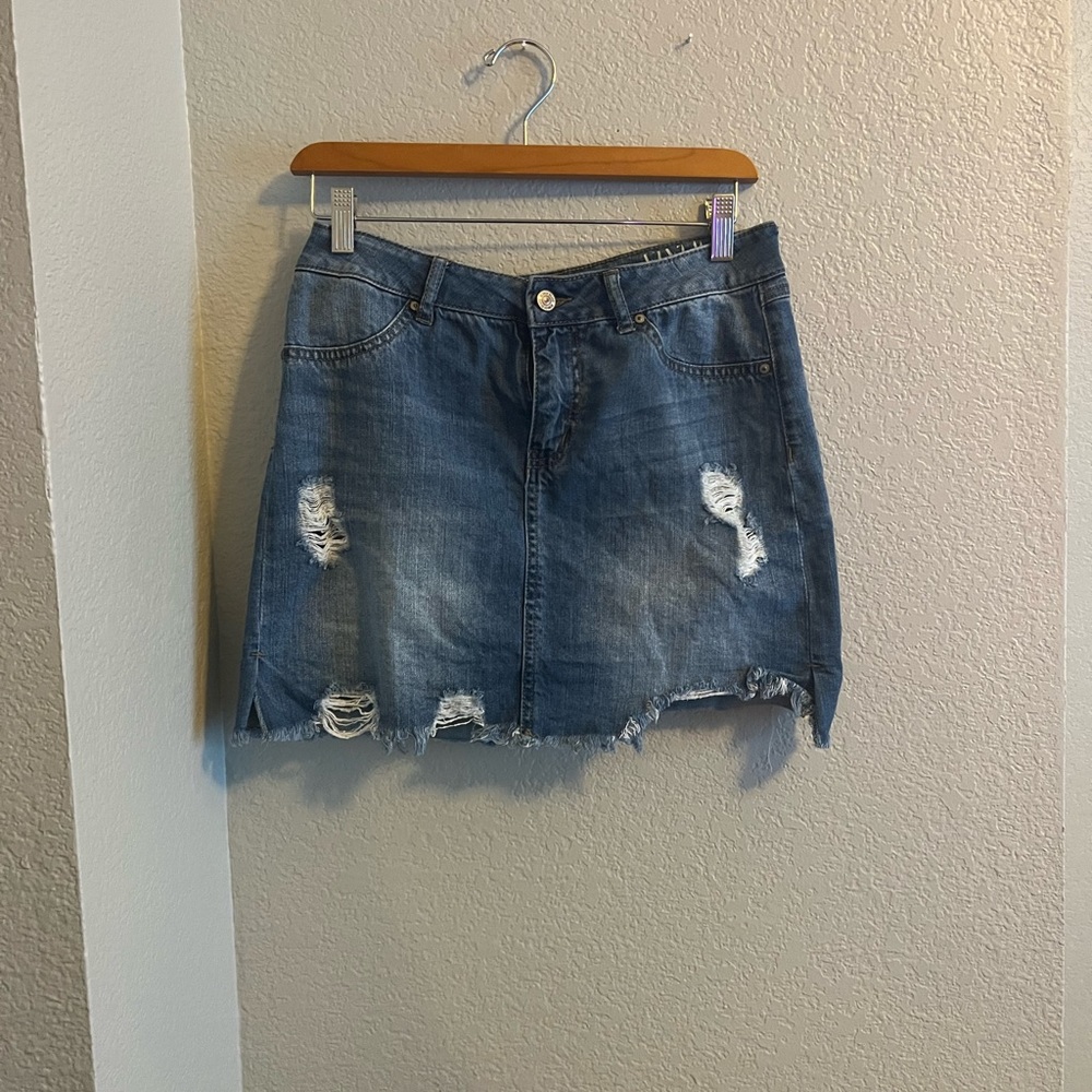 Ripped Denim Skirt